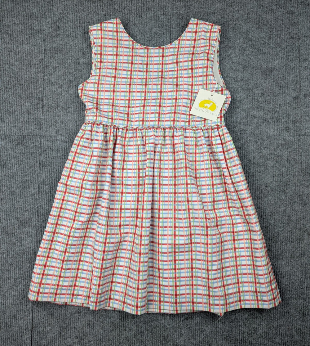 The Yellow Lamb Dress Girls 8 Traditional Heirloom Gingham Preppy Cottage Retro